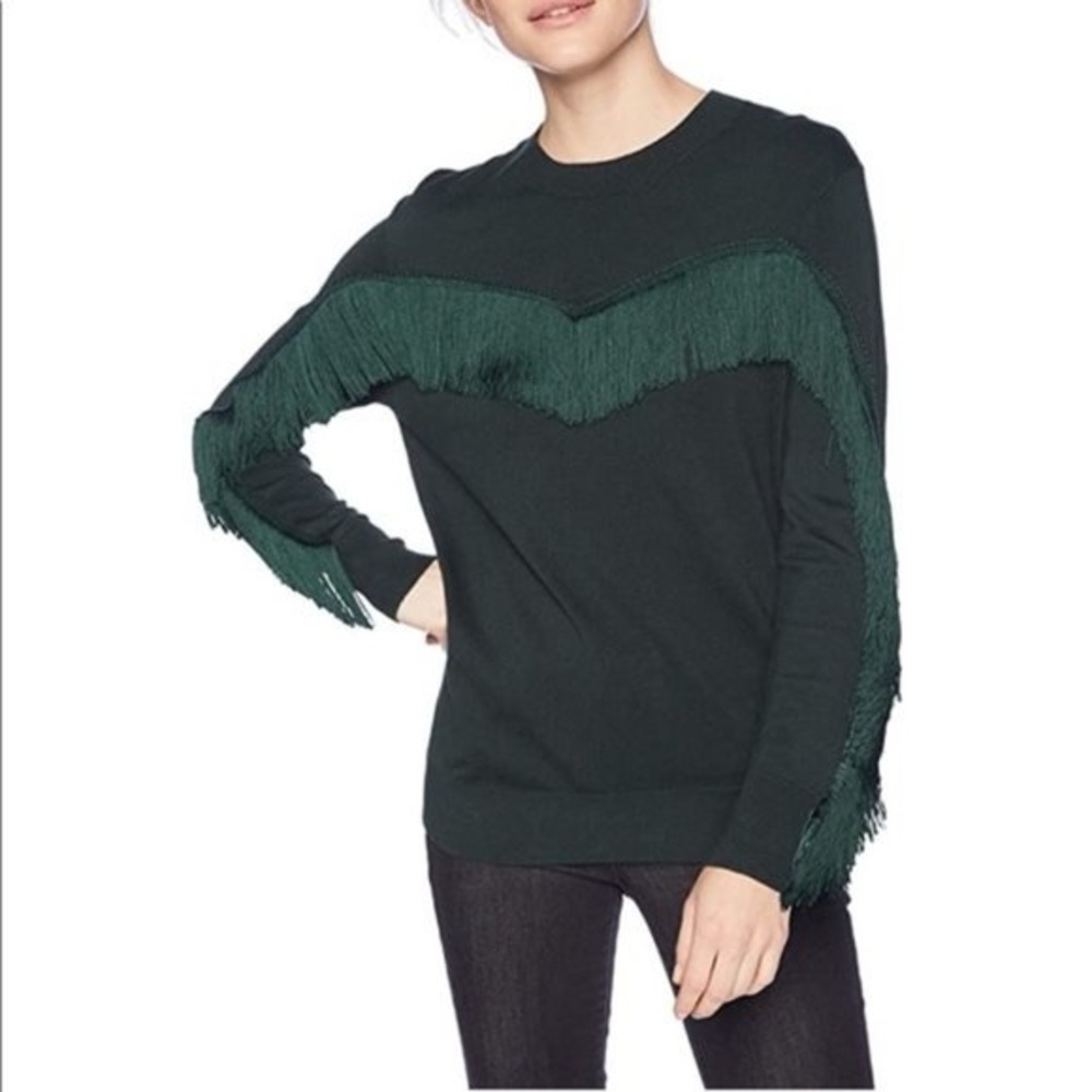 Ted Baker Aniebal dark green fringe sweater sz sm